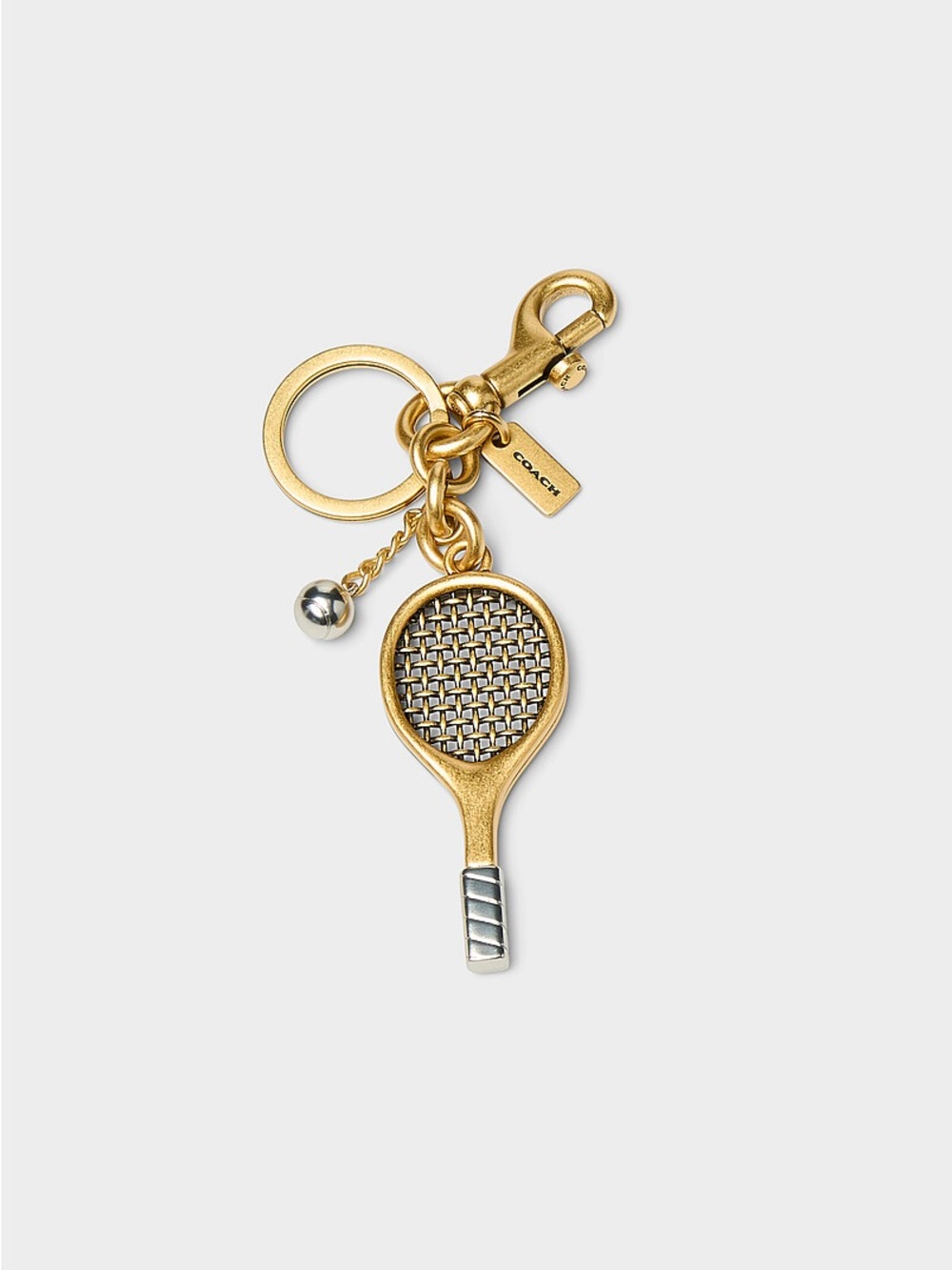 Coach Gold and Silver Tennis Racket Key Charm